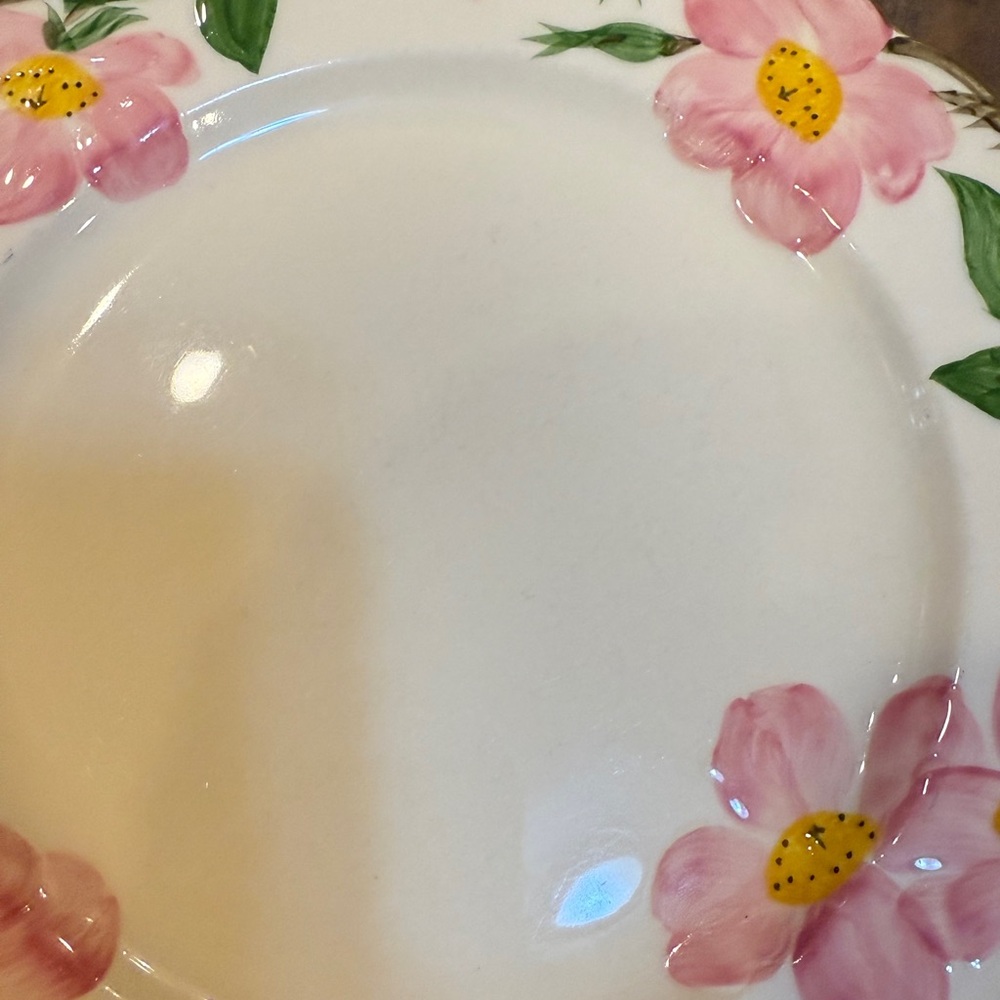 2 Vintage 1950’s Franciscan Desert Rose 10.5 Floral Dinner Plates Pink and Green - Picture 4 of 10